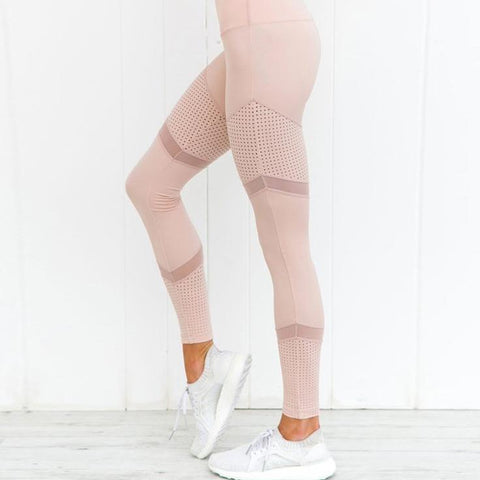 Mesh Pattern Print Elastic Leggings