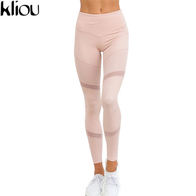 Mesh Pattern Print Elastic Leggings